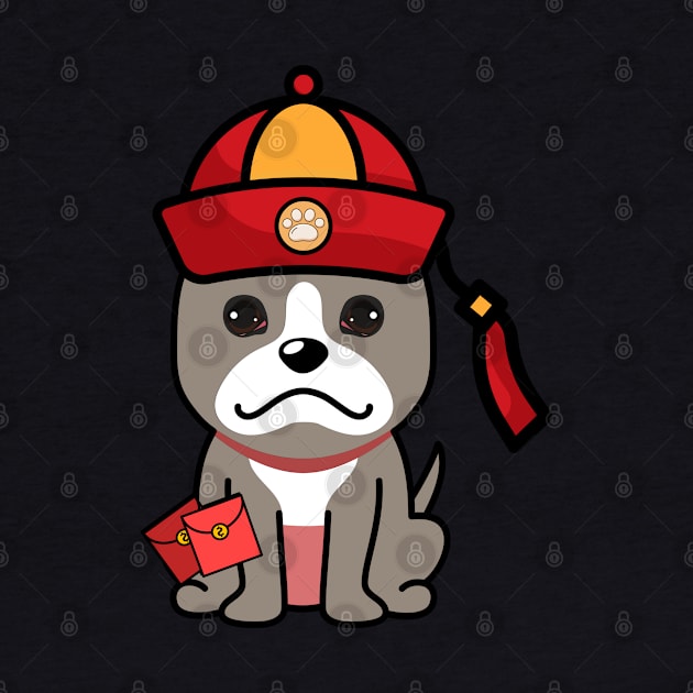 Funny grey dog celebrates lunar new year by Pet Station